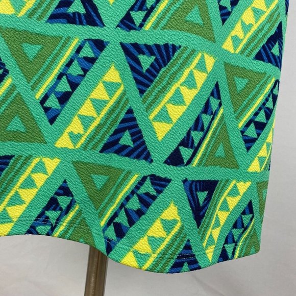 LuLaRoe Cassie L Green Yellow Blue Geometric Pattern Pencil Skirt NWT - Picture 9 of 13